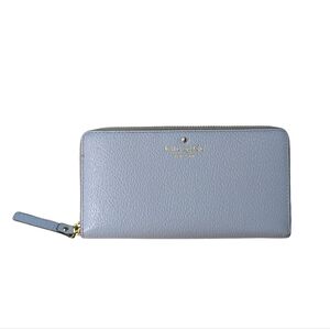 Kate Spade Leila Pebbled Wallet in Dusty Sky Blue Leather